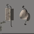 Traditional Chinese Style Wall Sconces With Bamboo Patterns And Curved Metal Frames For Interior Decor
