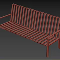 Modern Outdoor Bench With Metal Slatted Design Sturdy Frame And Armrests