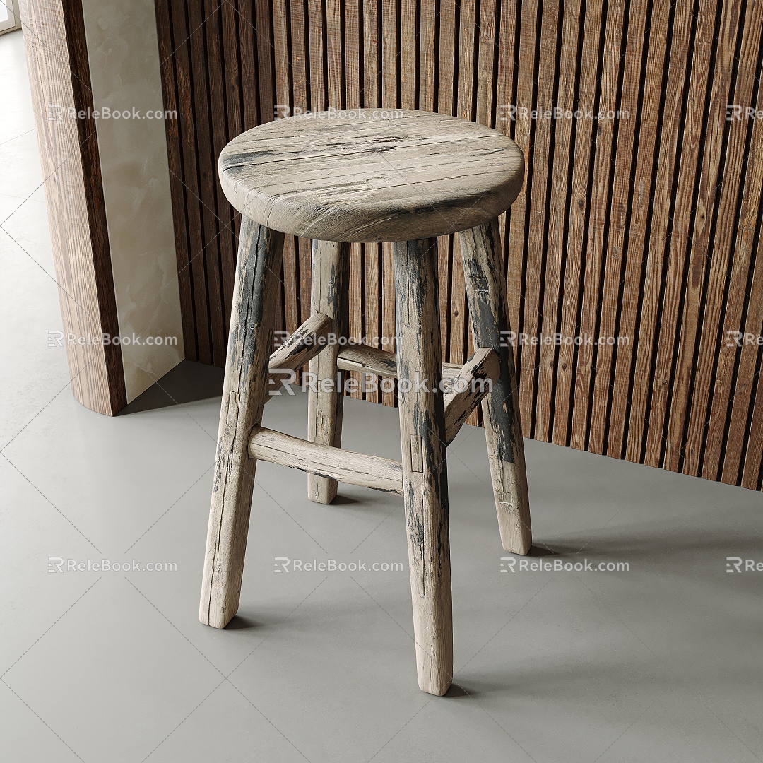 Qui Bar Chair Solid Wood Chair Bar Chair Old Solid Wood Chair Single Chair Bar Chair 3d model