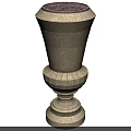 Public Facility Beige Pedestal Based Column Structure With Purple Top Decoration