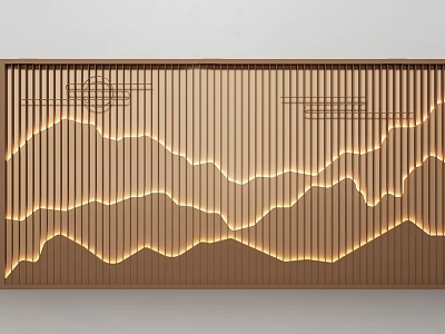Modern Bed Headboard Wall With Mountain Inspired Illuminated Slat Design 3d model