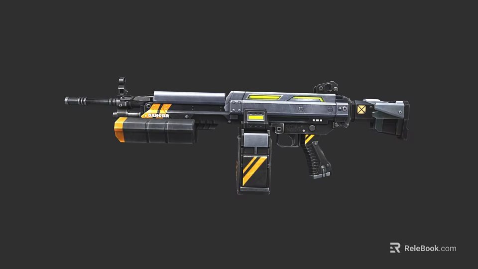 High Tech Modern Assault Rifle With Black Yellow Accents And Tactical Design 3d model 