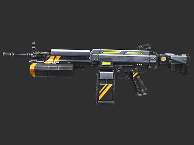 High Tech Modern Assault Rifle With Black Yellow Accents And Tactical Design 3d model
