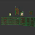 Wooden Architectural Components Display With Curved Cabinet Gabled Framed And Paneled Elements