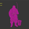 Fisherman Wearing Fishing Gear Holding Rod Near Green Bucket and Muddy Pants