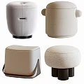 Soft Upholstered Sofa Stools With Various Designs Neutral Colors And Sturdy Bases 3d model