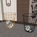 Gold And Black Wire Baskets With Silver Items In Indoor Setting Horse Portrait Plant
