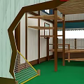 White House Playground Equipment With Blue Roof Flame Decorations Yellow Slides And Red Fire Truck Design