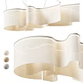 Modern Minimalist Fabric Chandelier Design With Curved Wavy Layers And Neutral Tones