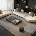 Modern Luxury Sofa And Coffee Table Set With White Upholstery Marble Top And Area Rug