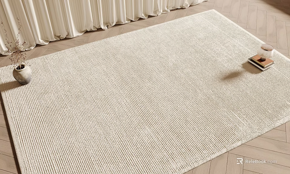 Soft Textured Square Rug In Neutral Tone For Modern Living Room Decor 3d model 