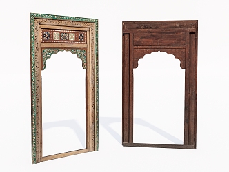 Southeast Asia Door Frame Decorative Wooden Door Frame 3d model