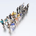 Diverse Group of People in Various Outfits Standing on Reflective Floor
