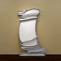Unique Wavy Frame Mirror on Beige Wall Reflecting Modern Bedroom Interior
