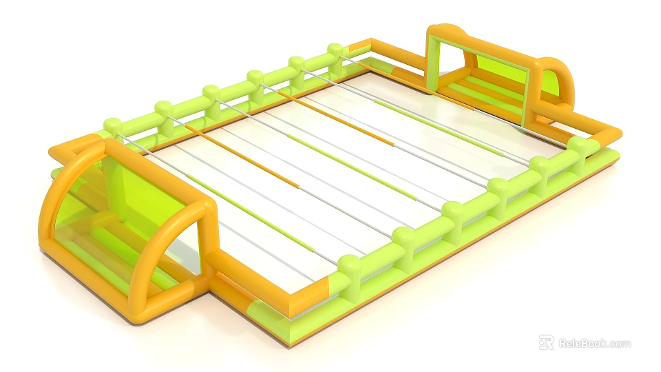 Inflatable Interactive Zone With Green Yellow Railings For Kids Play Area 3d model 