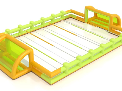Inflatable Interactive Zone With Green Yellow Railings For Kids Play Area 3d model