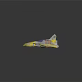 Futuristic Yellow And Silver Aircraft Model With Mechanical Wings And Details