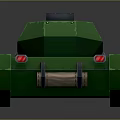 Green Tank With Long Cannon Blue Tracks And 3D Model Design Details