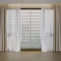 Elegant Beige Curtains with Sheer Panels and Blinds in Indoor Window Scene