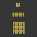 Decorative Ornament Set Of Yellow Stacked Cubes With Dark Background And Reflective Surface
