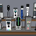 Modern Public Electric Vehicle Charging Facilities Featuring Various Charger Models And Designs