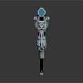 Futuristic Sci Fi Weapon With Advanced Mechanical Design And Scope White Black And Blue Accents