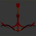 Red Decorative Bow Weapon With Unique Design Bowstring And Arrow Details