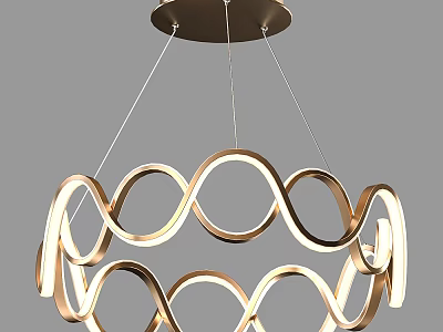 Elegant Modern Gold Spiral Curved Rings Metal Chandelier For Home Decor 3d model