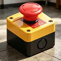 Industrial Equipment Emergency Stop Button Yellow Black Base With Red Circular Top Safety Device