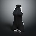 Fashionable Black Sleeveless Jumpsuit With White Accents And Zipper Design