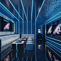 Futuristic Sci Fi KTV Interior With Blue Lights And Space Decor 3d model