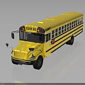 Yellow School Bus With Classic Design And Reflective Surface On Dark Background 3d model