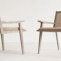 Modern Leisure Chair With Woven Design Wooden Frame And Cushioned Seat