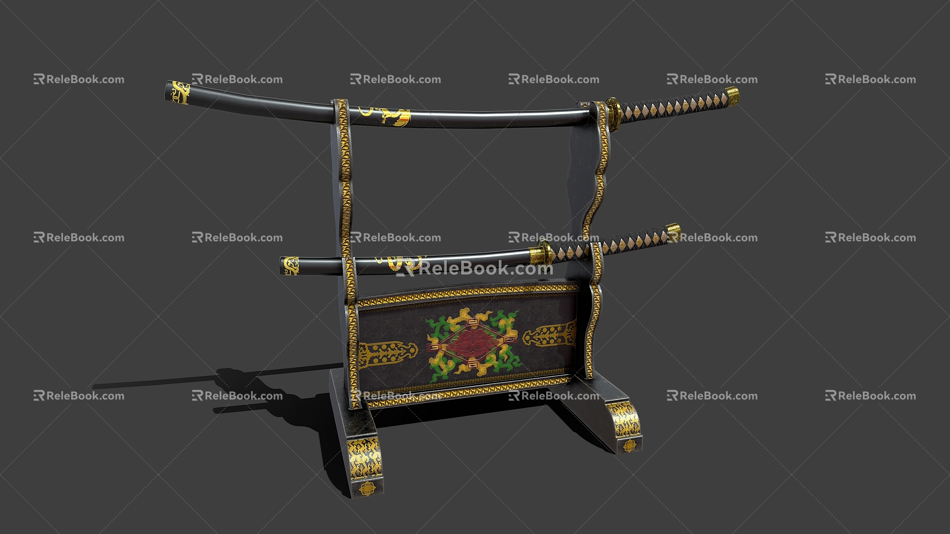 Japanese samurai sword holder samurai sword holder samurai sword bayonet knife holder saber 3d model