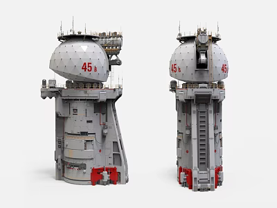 Dual Large Dome Equipment With Number 45 Markings And Industrial Structure Design 3d model