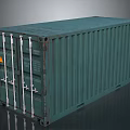 Green Industrial Metal Shipping Container With Vertical Stripes And Locking Doors