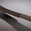 Rusty Knife With Wooden Handle And Blunt Blade On Gray Background