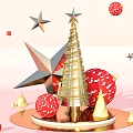 Christmas tree creative scene street view beautiful Chen 3d model