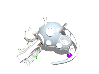 Playground Equipment Cloud Shaped Design With Circular Holes Slide And Net Structure 3d model