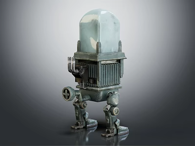 Mechanical Robot Character With Metallic Structure Transparent Dome Top And Legged Design 3d model