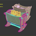 Wooden Baby Cribs With Decorative Curved Legs And Colorful Patterned Pillows