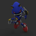 Blue Mechanical Game Movie Character 3D Model With Red Eyes Red Shoes And Mechanical Arms