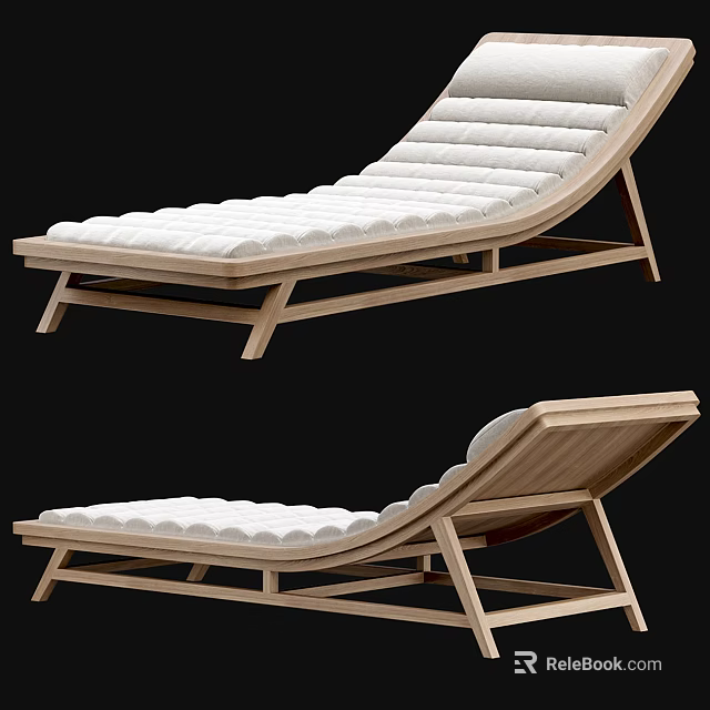 Modern Lounge Chair With Wooden Frame And Soft White Padded Cushion Design 3d model 