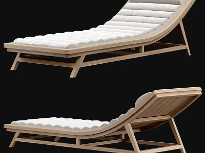 Modern Lounge Chair With Wooden Frame And Soft White Padded Cushion Design 3d model