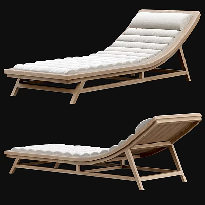 Modern Lounge Chair With Wooden Frame And Soft White Padded Cushion Design 3d model
