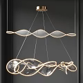 Modern Artistic Chandelier With Wavy Curved Design And Illuminated Glass Elements