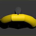 Yellow Inflatable Boat With Motor And Black Seats On Gray Background
