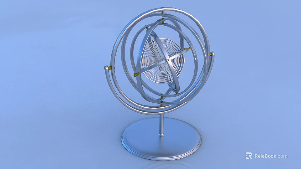 Modern Metal Ornament Decoration Set With Circular Rings And Stable Base 3d model 