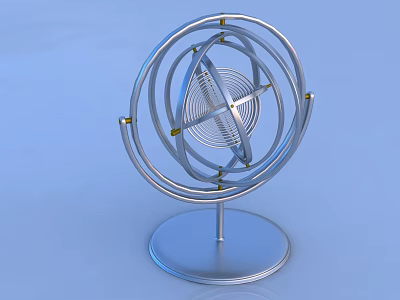 Modern Metal Ornament Decoration Set With Circular Rings And Stable Base 3d model