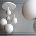 Modern Contemporary White Spherical Chandelier With Multiple Ball Design And Gray Wall Background 3d model